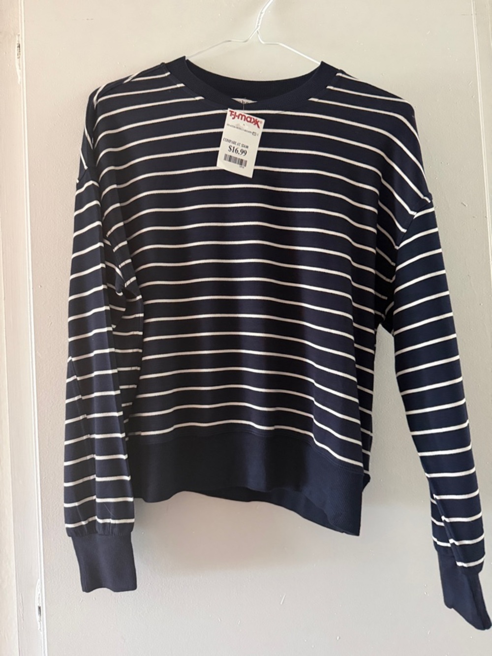 Workshop Republic Clothing Navy and White Striped Pullover